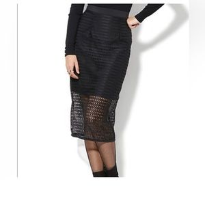 Eva Mendes‎ New York & Company Black Mesh Pencil Skirt 8